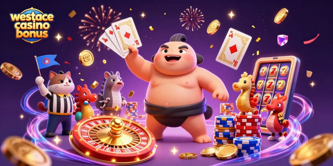 Vivez le bonus WestAce casino avec cette illustration dynamique des jeux en ligne et des gains!