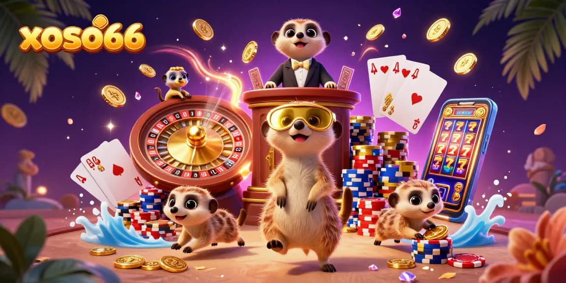 Immerse yourself in the xoso66 casino world with a busy meerkat operation featuring dynamic games and vibrant visuals.