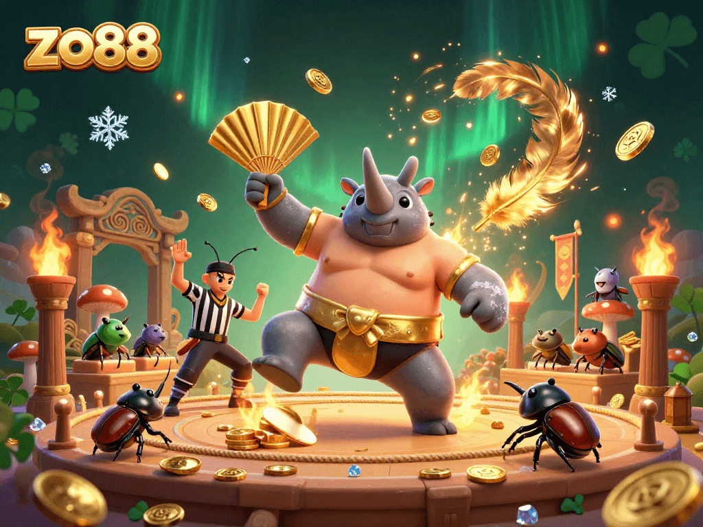 Experience thrilling action at zo88 with our dynamic 3D casino illustration featuring exciting game elements and characters.