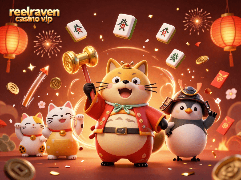 Découvrez le club VIP de reelraven casino vip avec des personnages festifs et des éléments de jeu captivants.