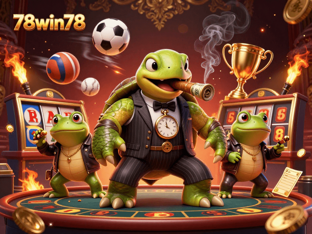 Engage with 78win78 in a vibrant online casino scene featuring unique characters and dynamic gaming elements.