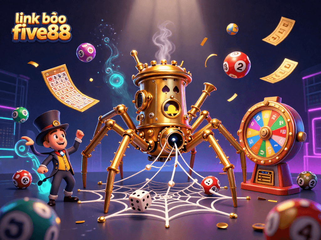Engage with vibrant gaming elements in link vào five88's immersive casino scene featuring lively lottery activities.