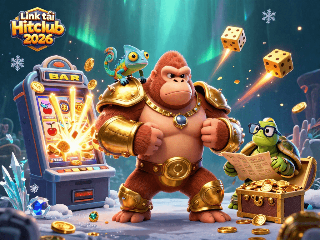 Experience the excitement of Link tải Hitclub 2026 with vibrant characters and casino elements.