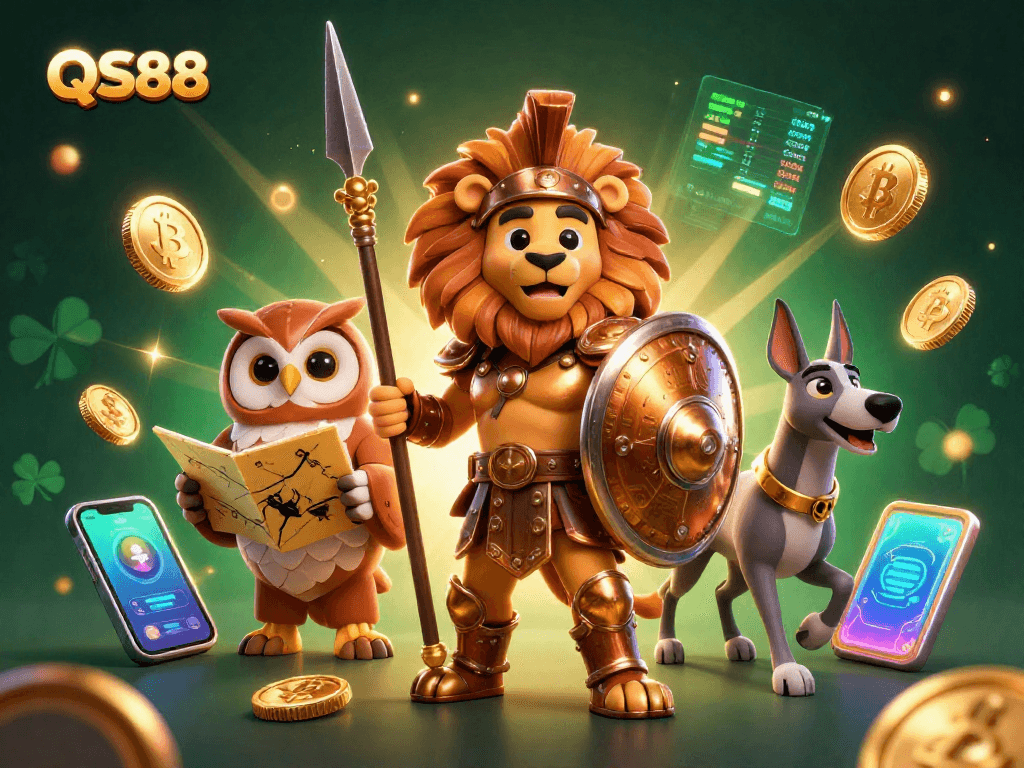 Experience thrilling gameplay with QS88 as a Spartan lion, tactical owl, and swift greyhound showcase crypto elements.